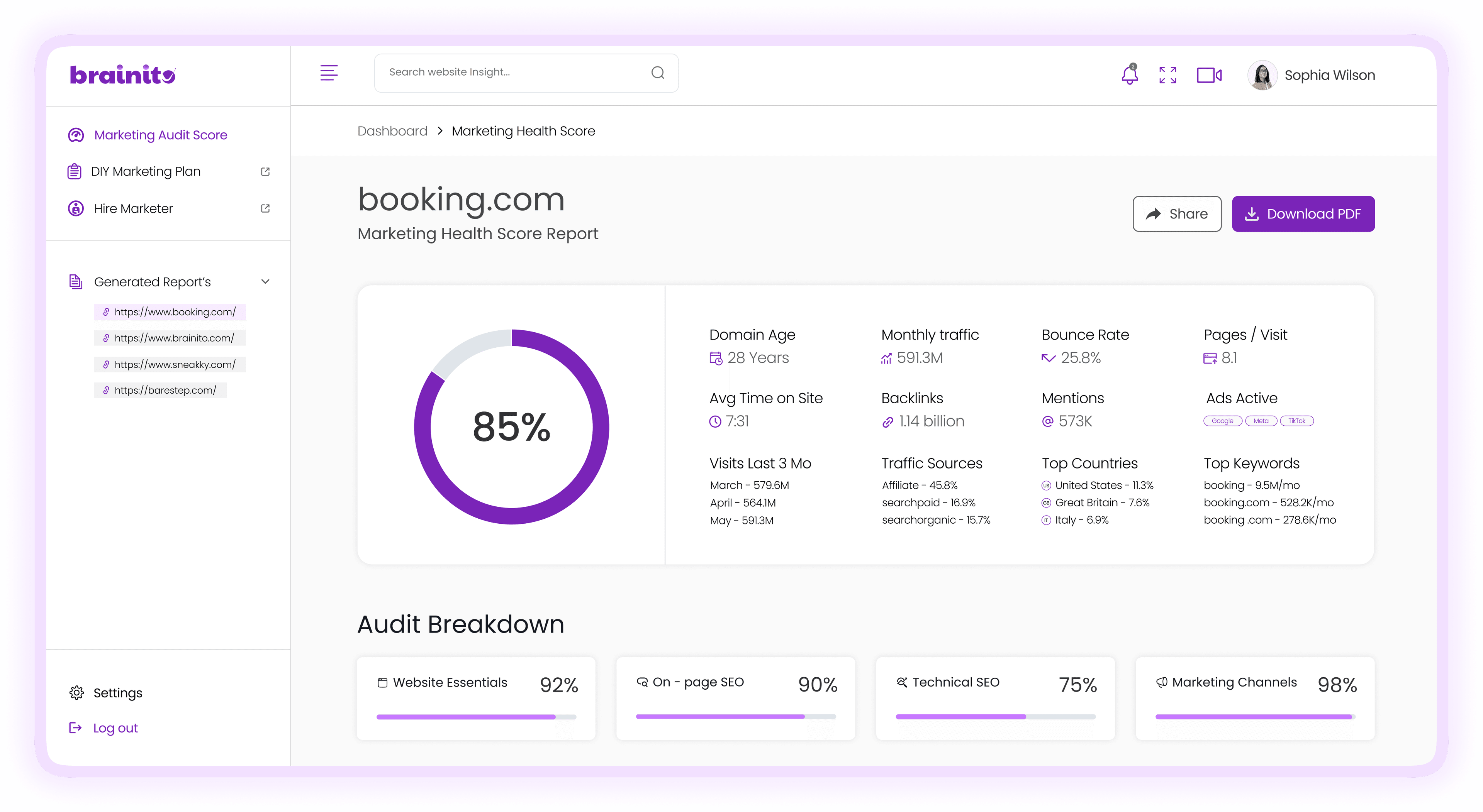 Brainito Marketing Audit Dashboard